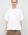 Capelet Overlay Cotton T-Shirt in White 2