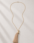 Spirit Gold-Plated Pendant with Ivory Leather-Fringed Tail