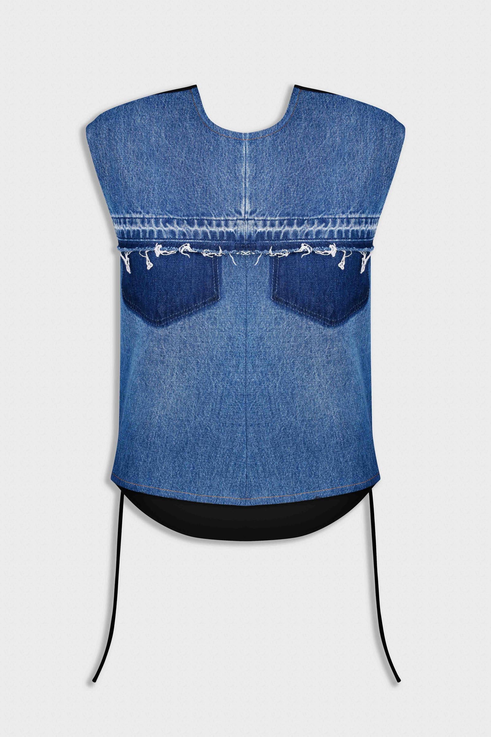 Contrasting Denim Top with Adjustable Fit 2