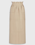 Cotton-Blend Midi Skirt in Beige