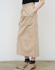 Cotton-Blend Midi Skirt in Beige 3