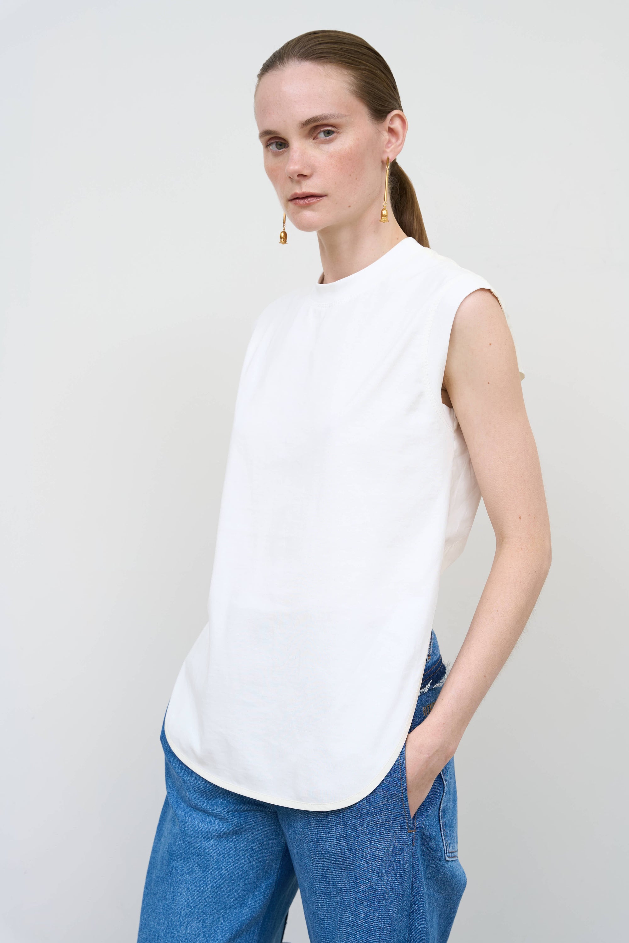 Criss-Cross Back T-Shirt in White