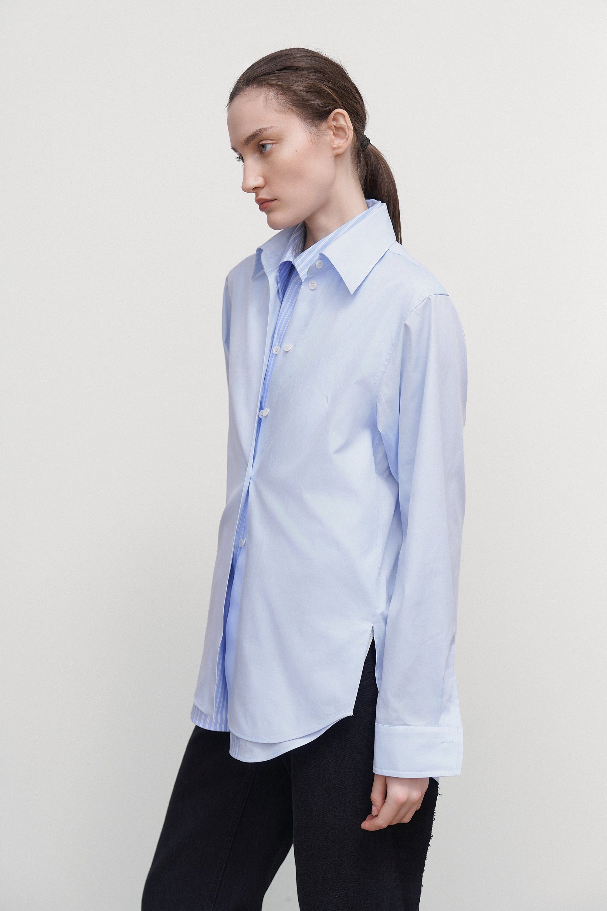 DOUBLE COLLAR POPLIN SHIRT