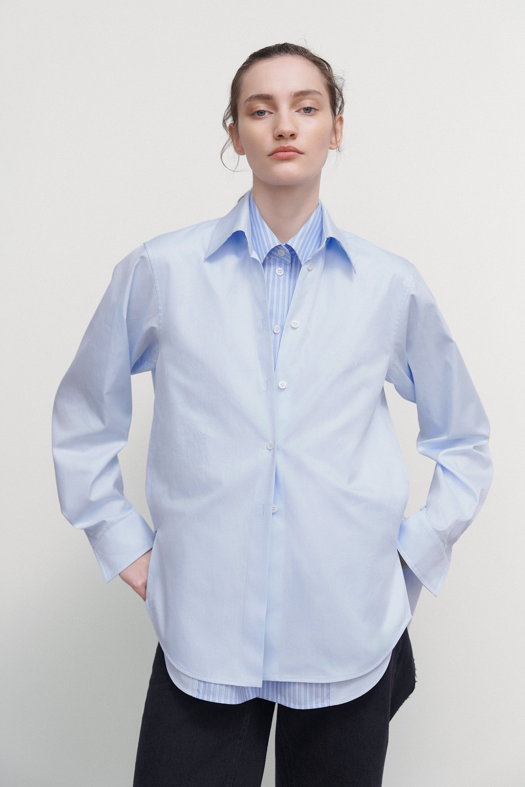 DOUBLE COLLAR POPLIN SHIRT