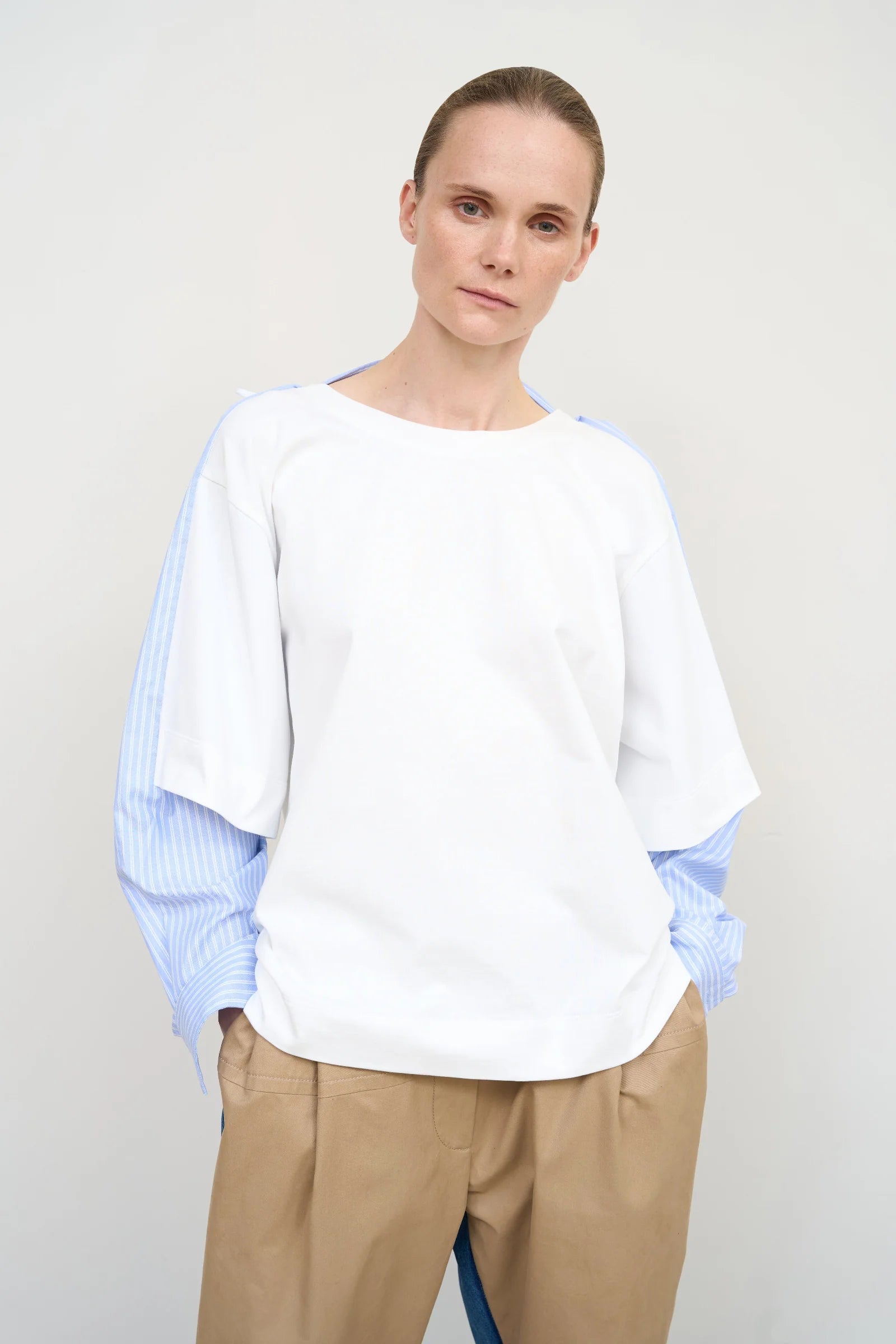 DOUBLE COTTON WHITE LONGSLEEVE