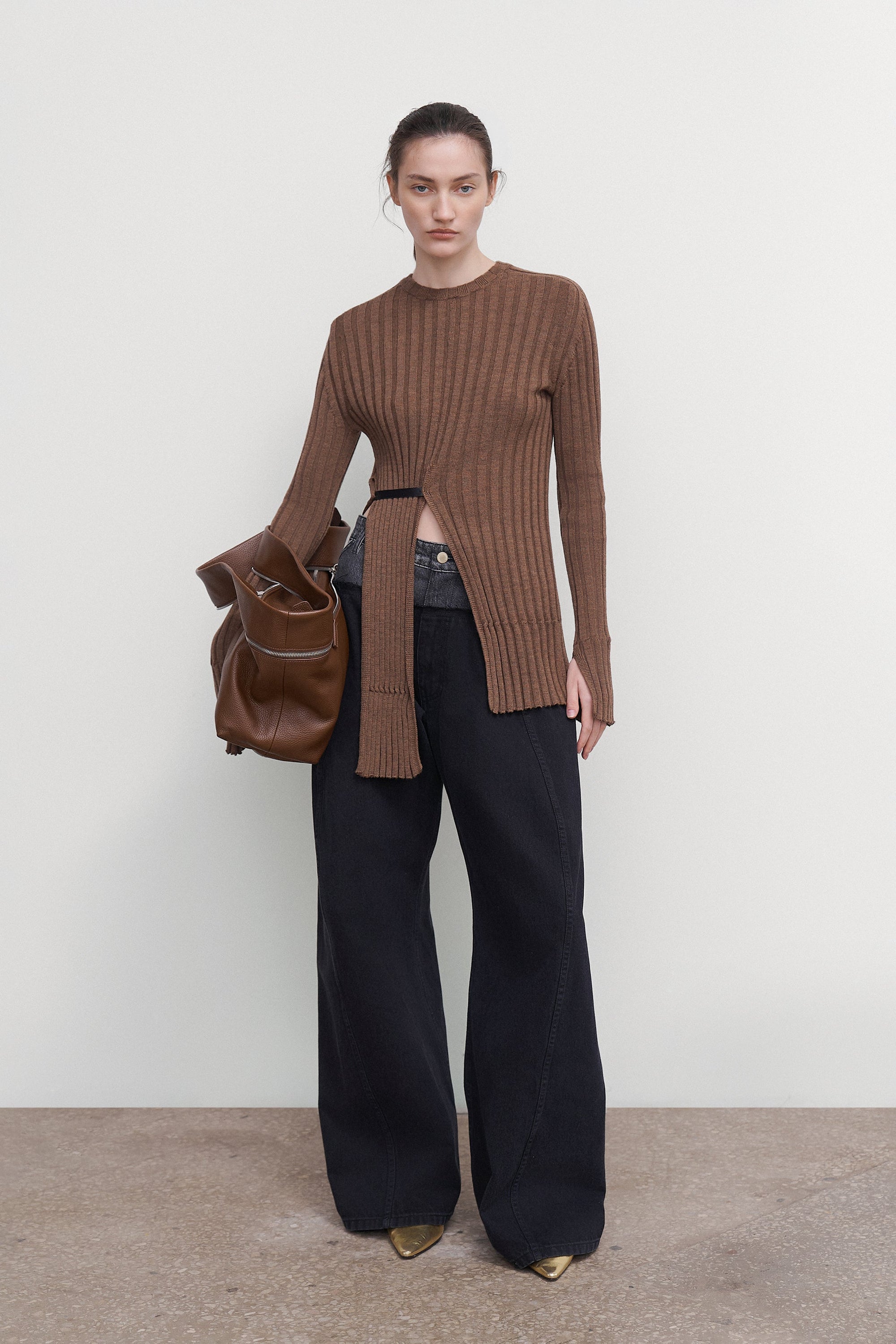 DRAPED WOOL SWEATER