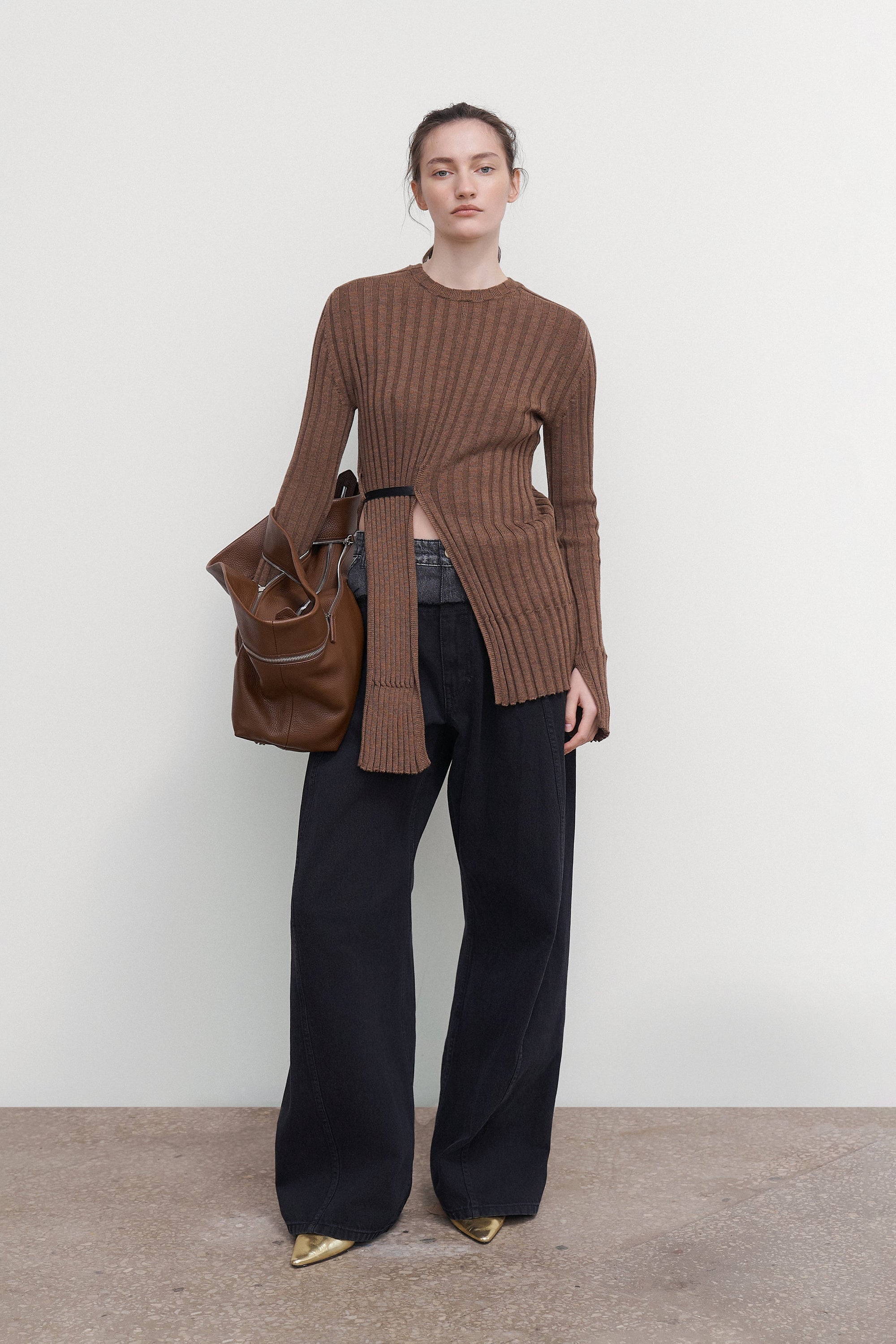 DRAPED WOOL SWEATER