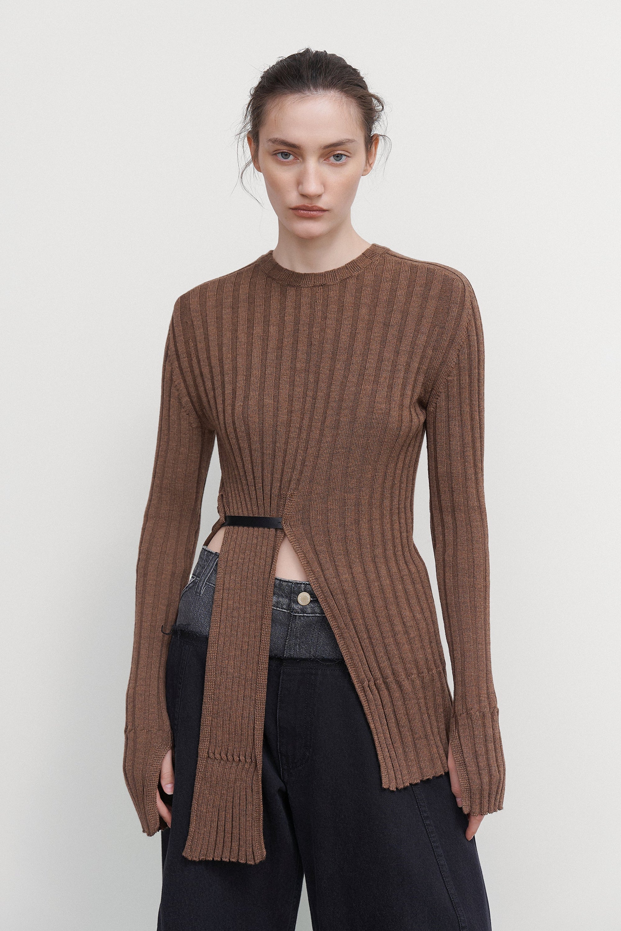 DRAPED WOOL SWEATER