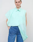 Deconstructed Cotton Poplin Shirt in Mint 2