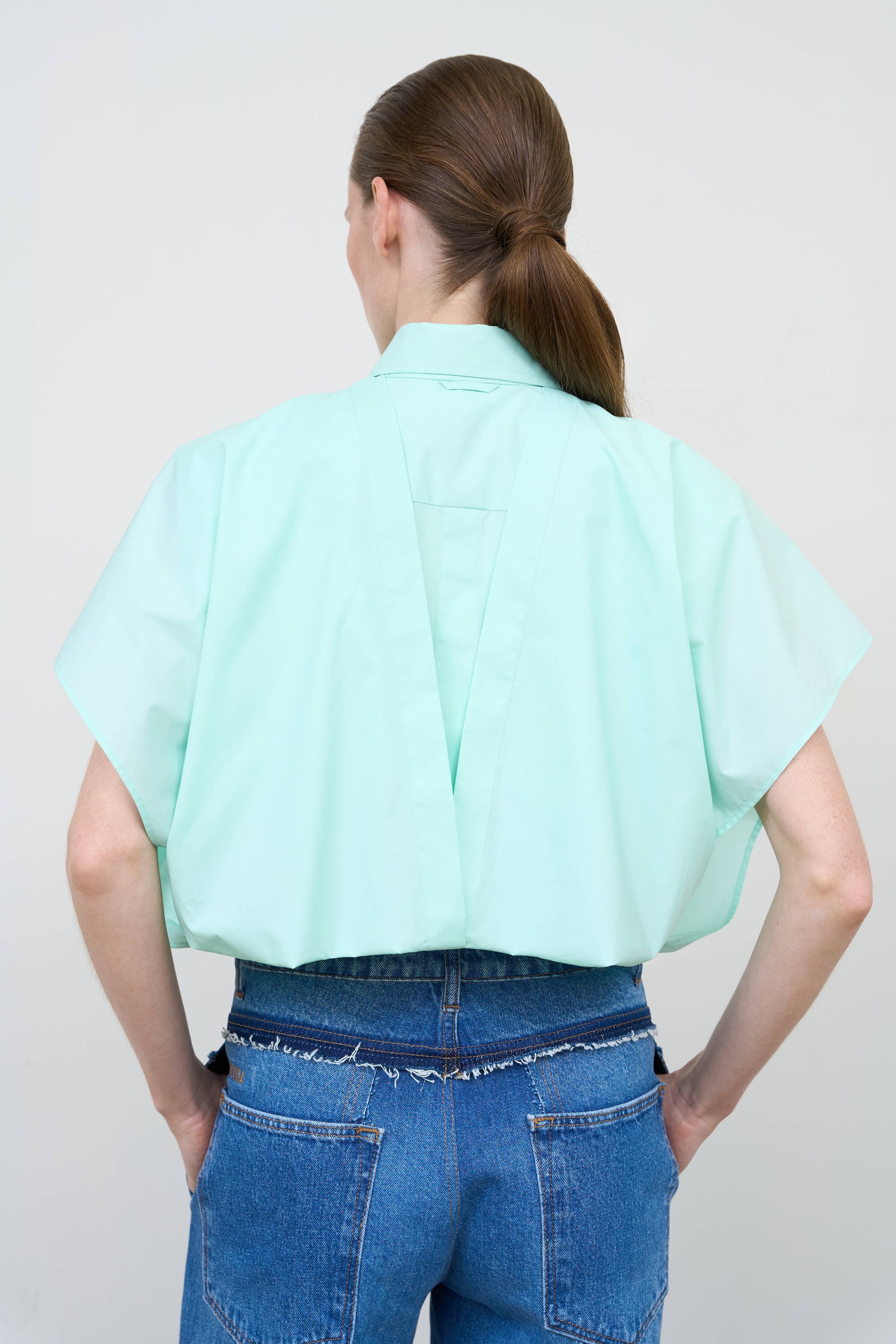 Deconstructed Cotton Poplin Shirt in Mint 3