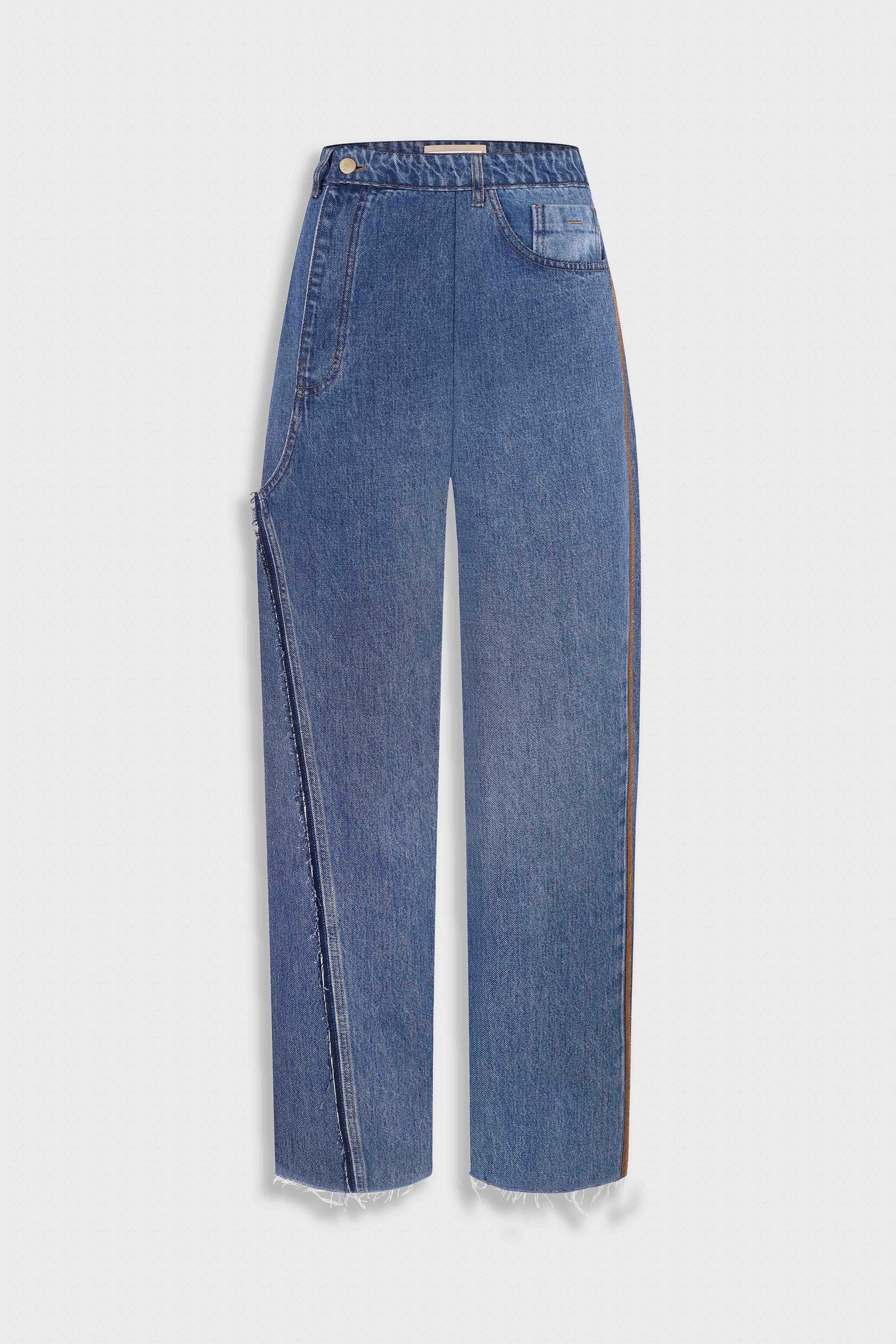 Деконструйовані джинси зі зміщеною застібкою-блискавкою