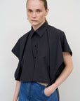 Deconstructed Wool Blend Shirt in Black 1