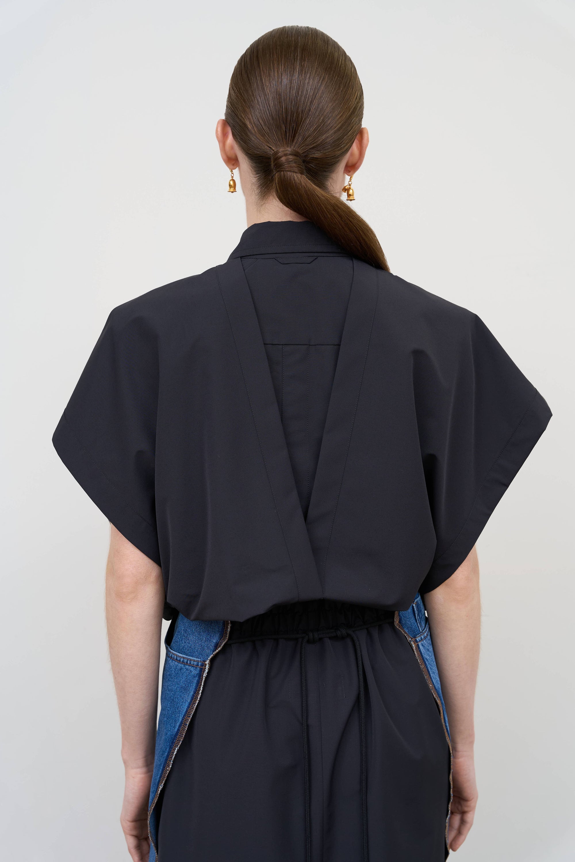 Deconstructed Wool Blend Shirt in Black