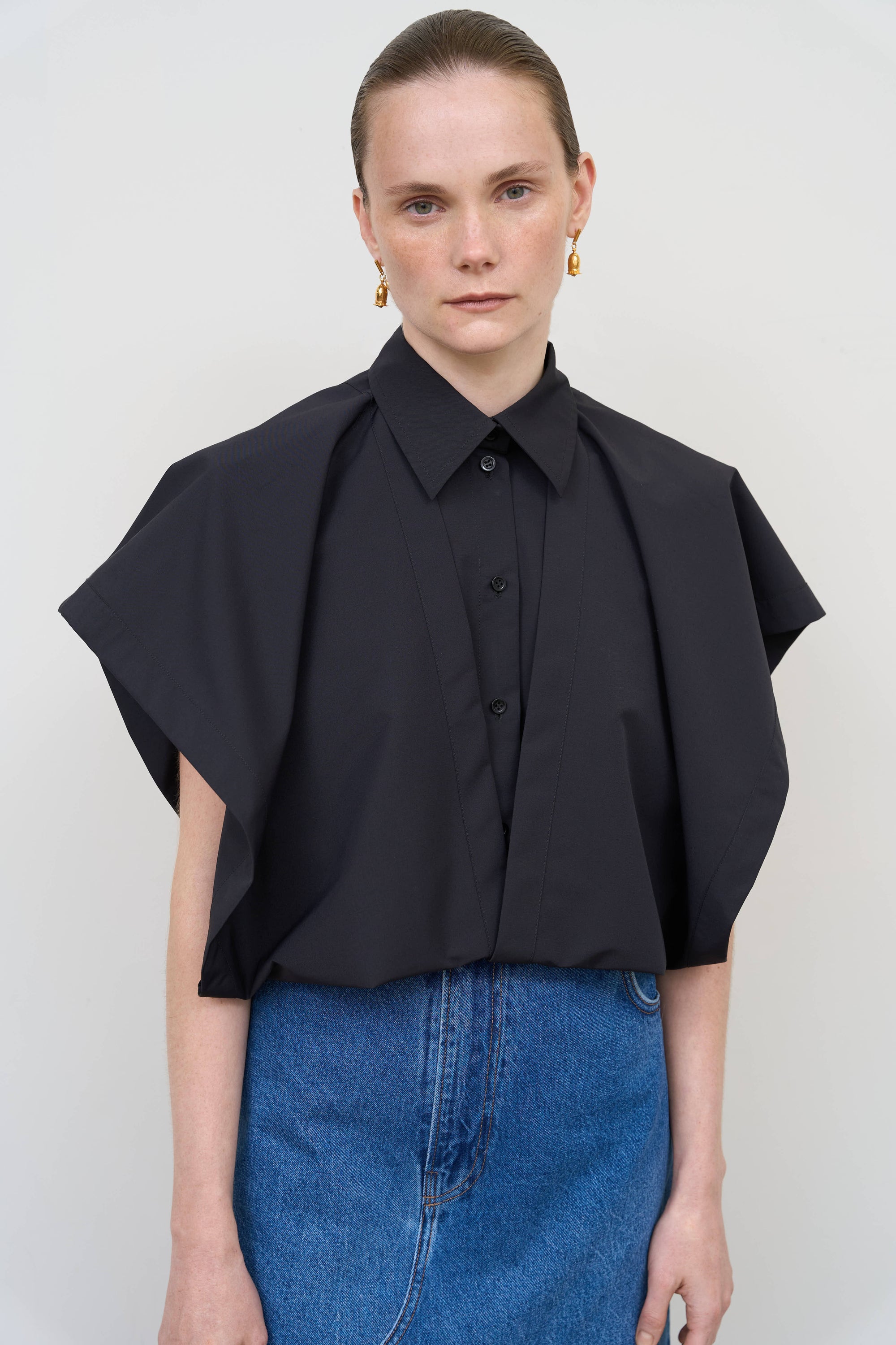 Deconstructed Wool Blend Shirt in Black 2