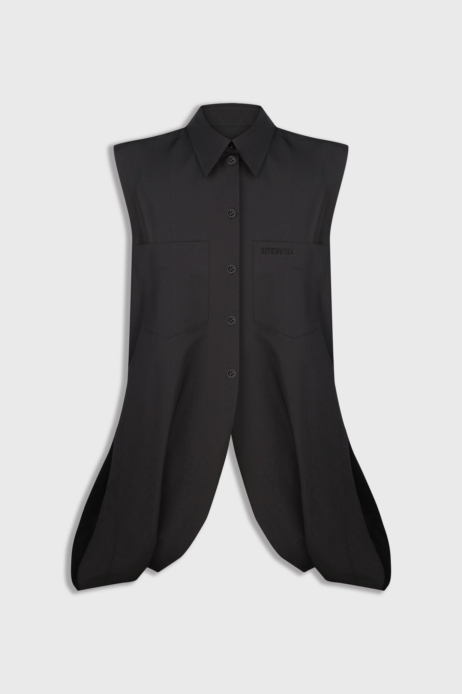 Deconstructed Wool Blend Shirt in Black