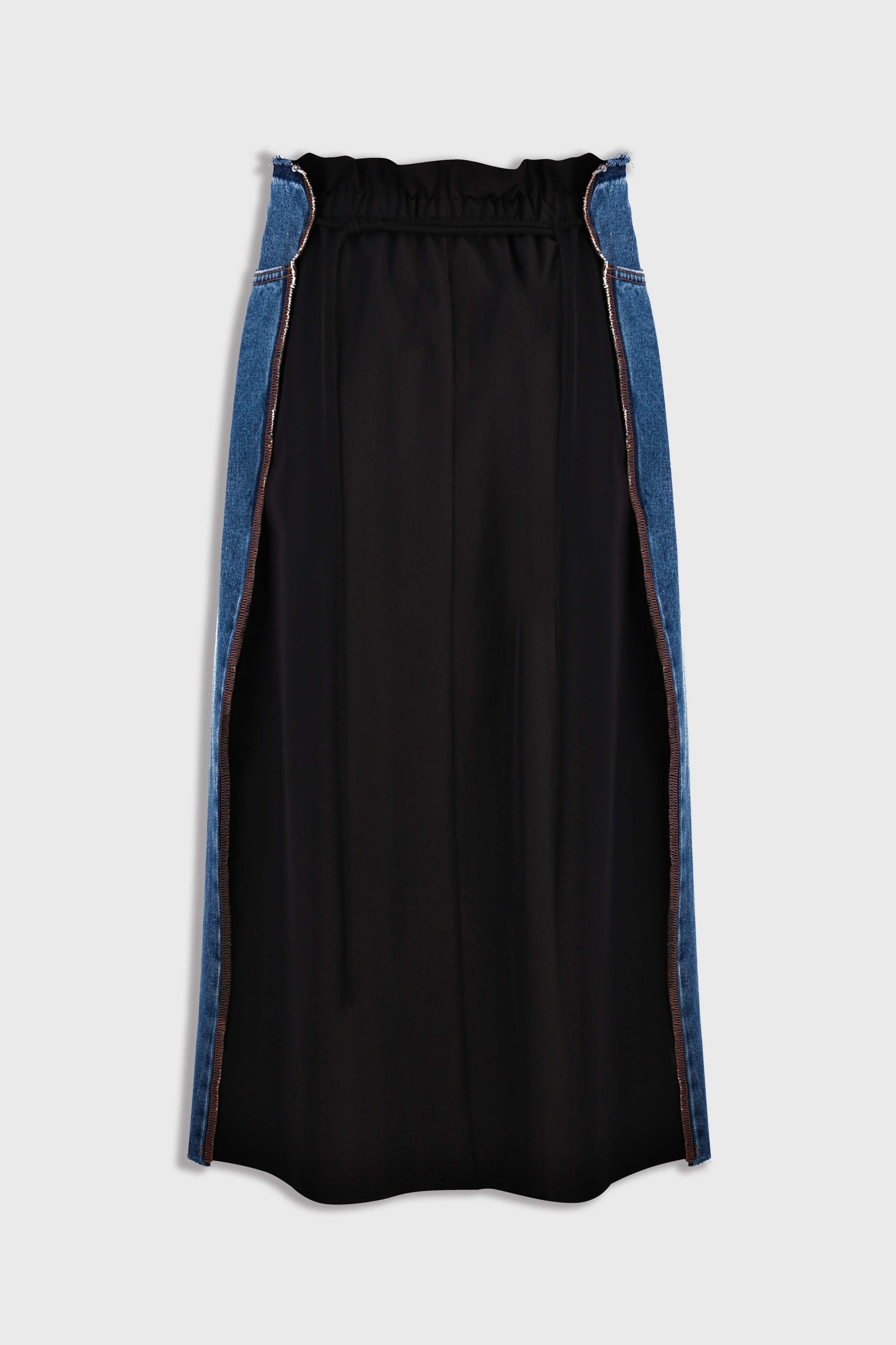 Denim-Wool Blend Midi Skirt back