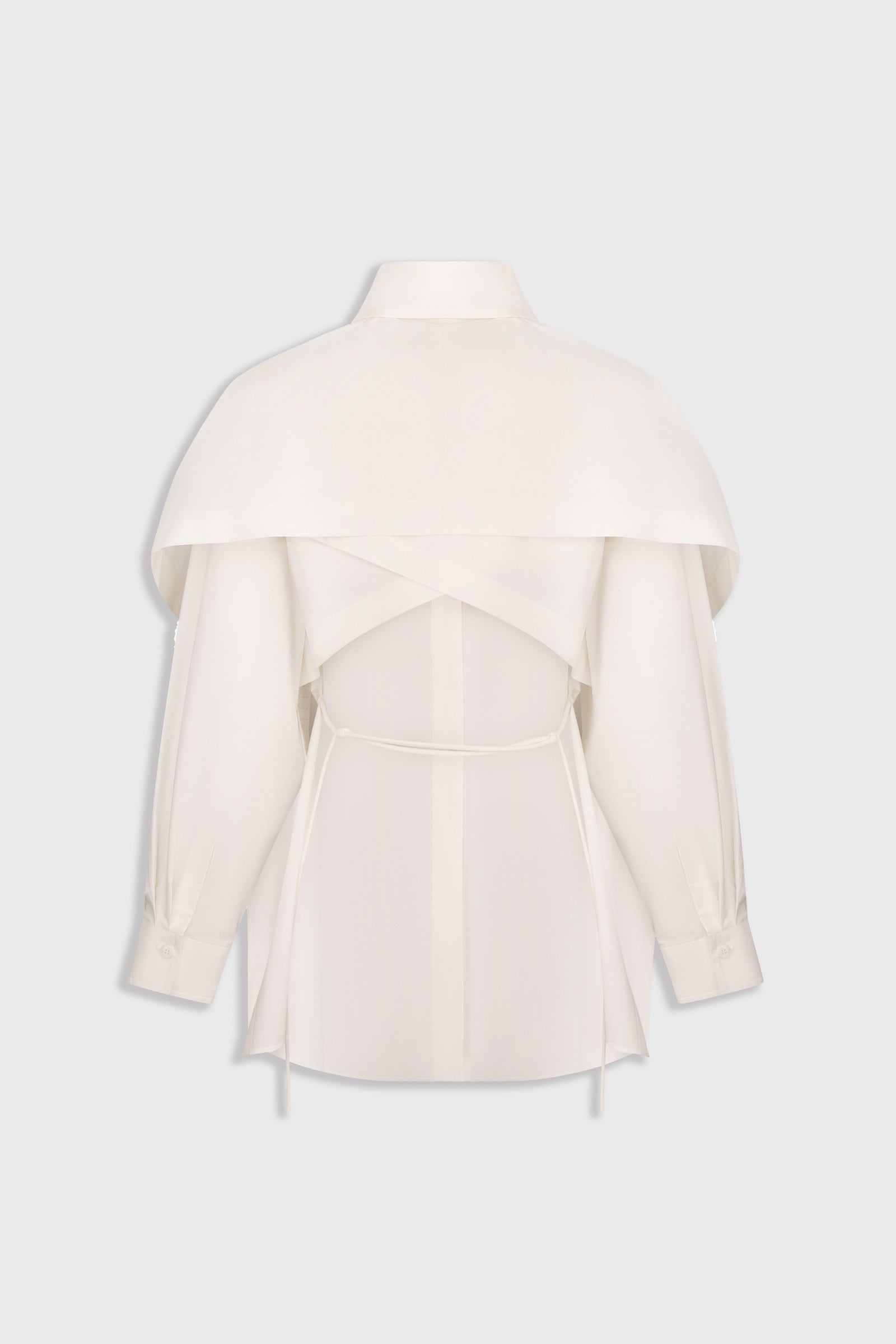 Fitted Shirt with Capelet Overlay and Open Back