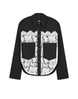CROPPED WOOL BLEND JACKET WITH LACE PANELS