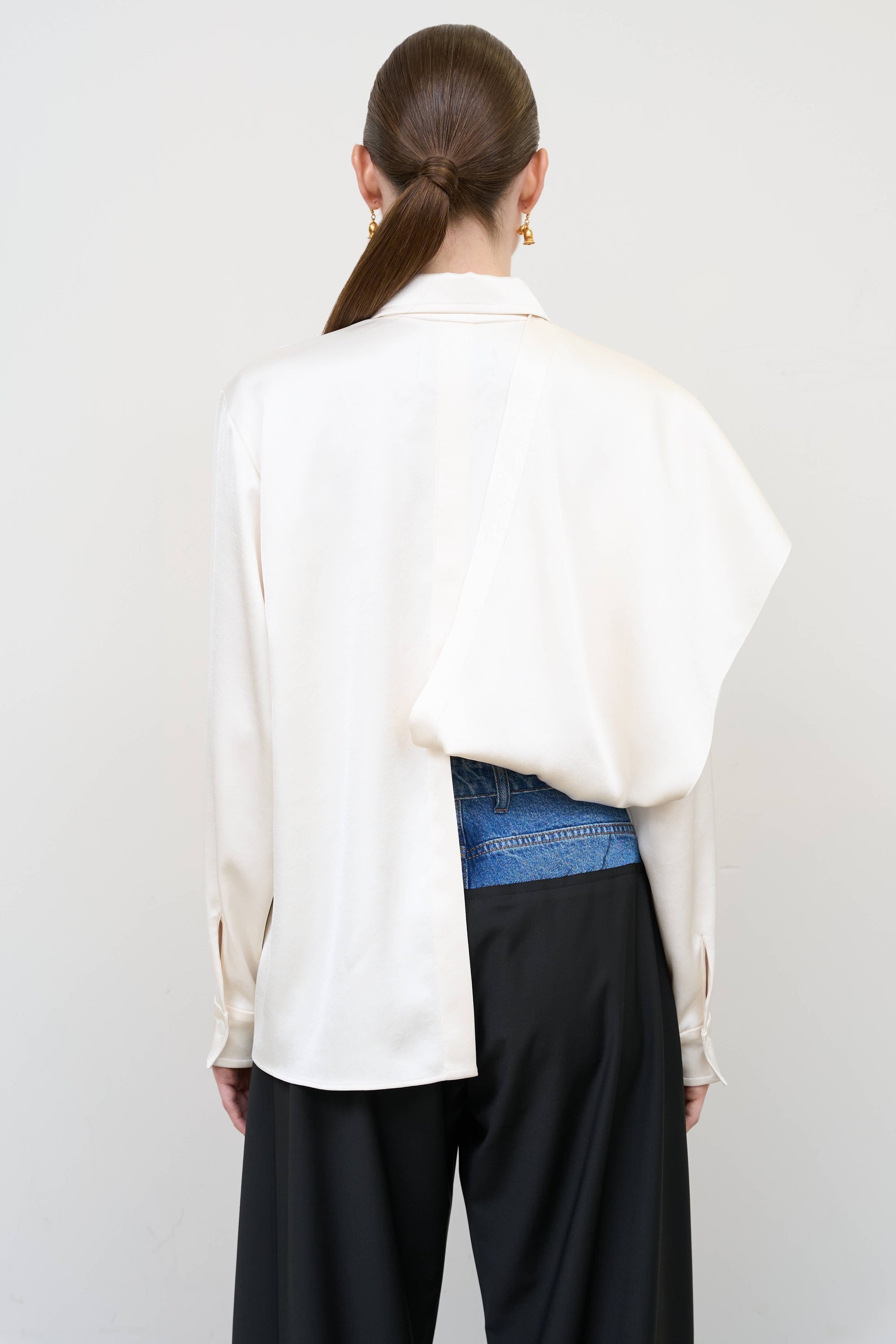 Layered Blouse with Scarf Detail in Ivory 3
