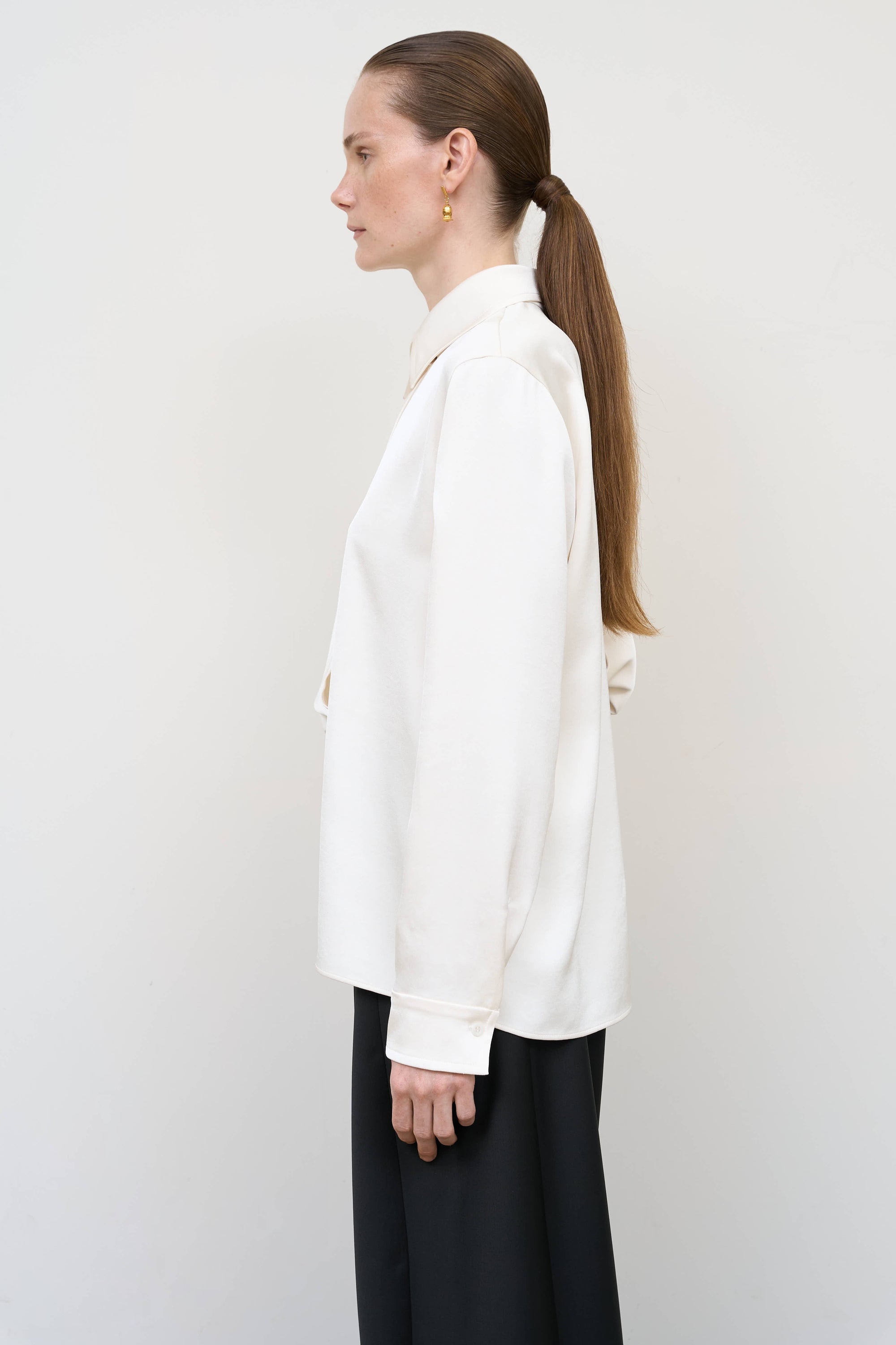 Layered Blouse with Scarf Detail in Ivory