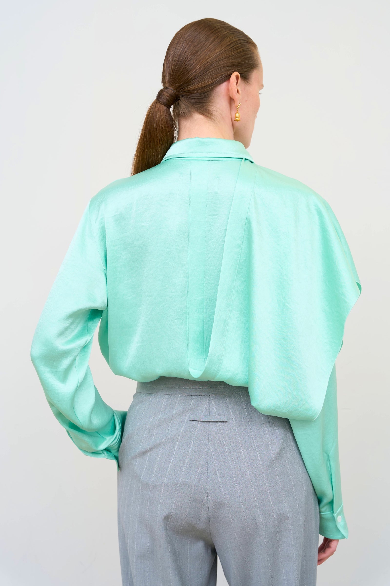 Layered Blouse with Scarf Detail in Mint 4