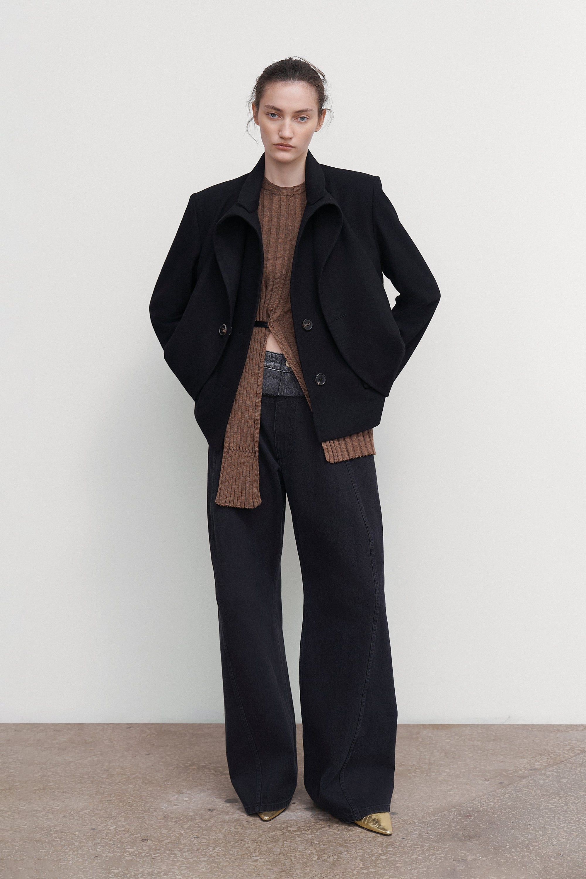 DRAPED WOOL PEACOAT