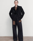DRAPED WOOL PEACOAT