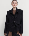 DRAPED WOOL PEACOAT