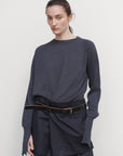WOOL SWEATER WITH SUITING OVERLAY
