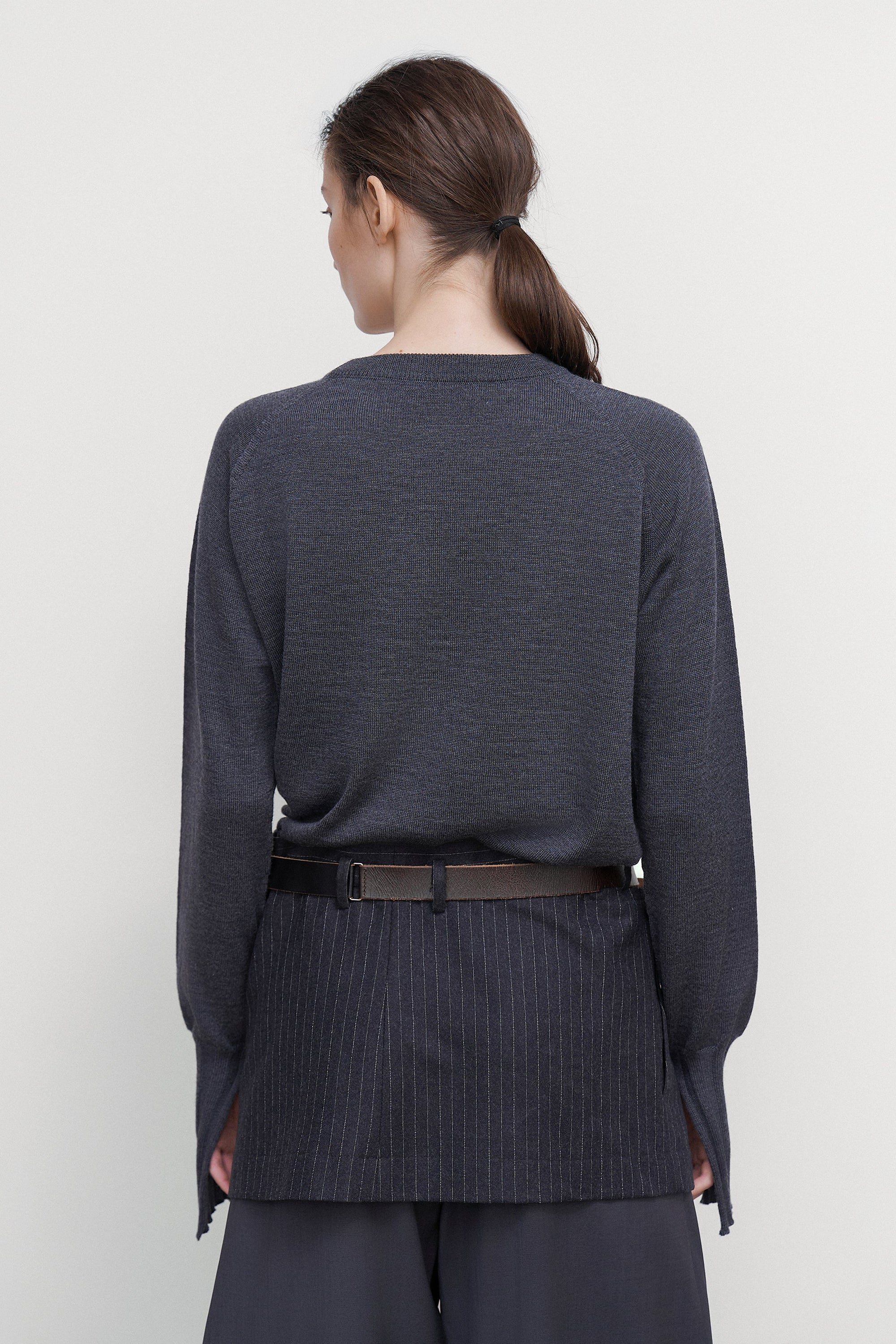 WOOL SWEATER WITH SUITING OVERLAY