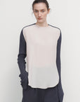 TEE WITH RIBBED-KNIT SLEEVES
