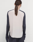 TEE WITH RIBBED-KNIT SLEEVES