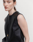 DECONSTRUCTED LEATHER TOP