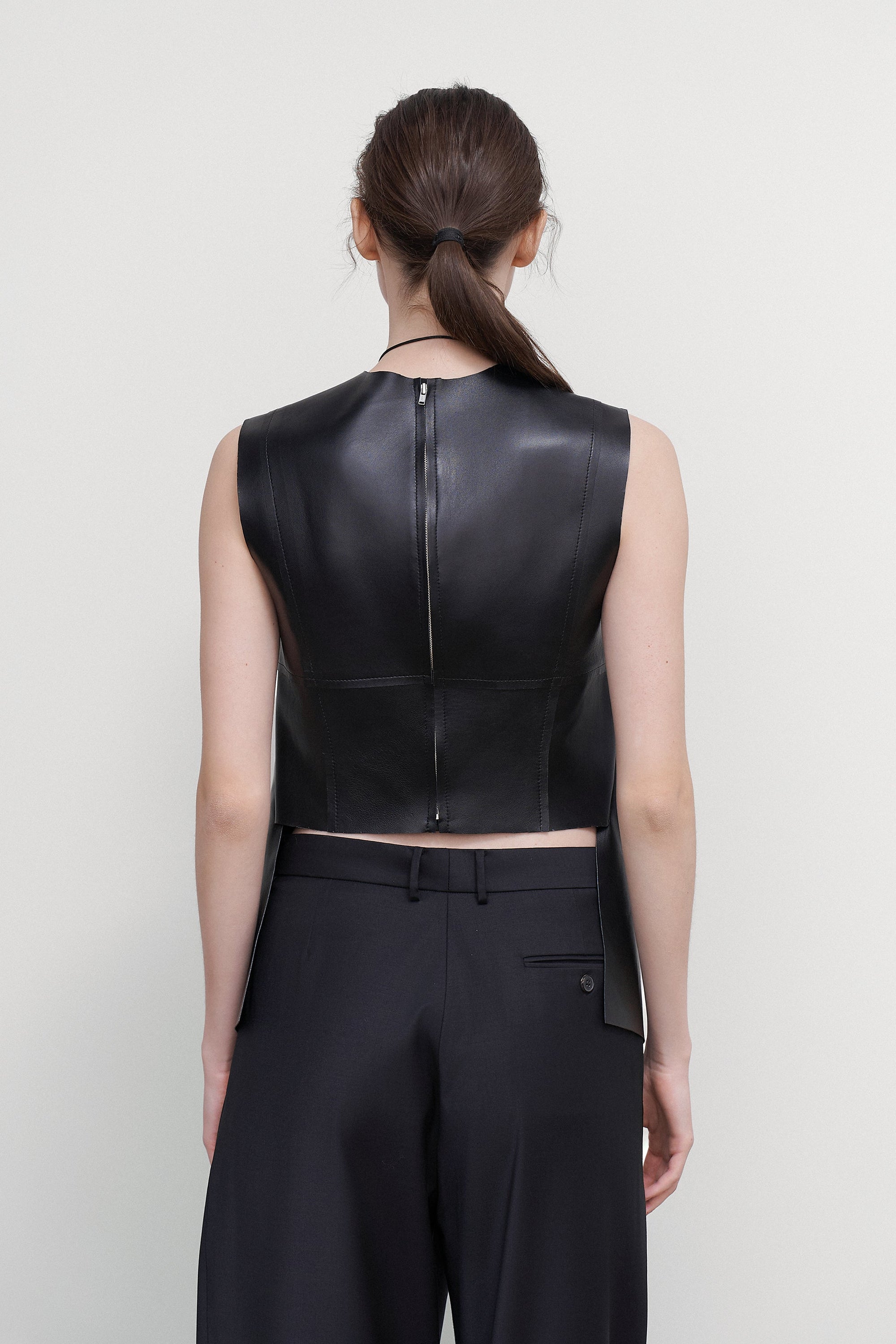 DECONSTRUCTED LEATHER TOP