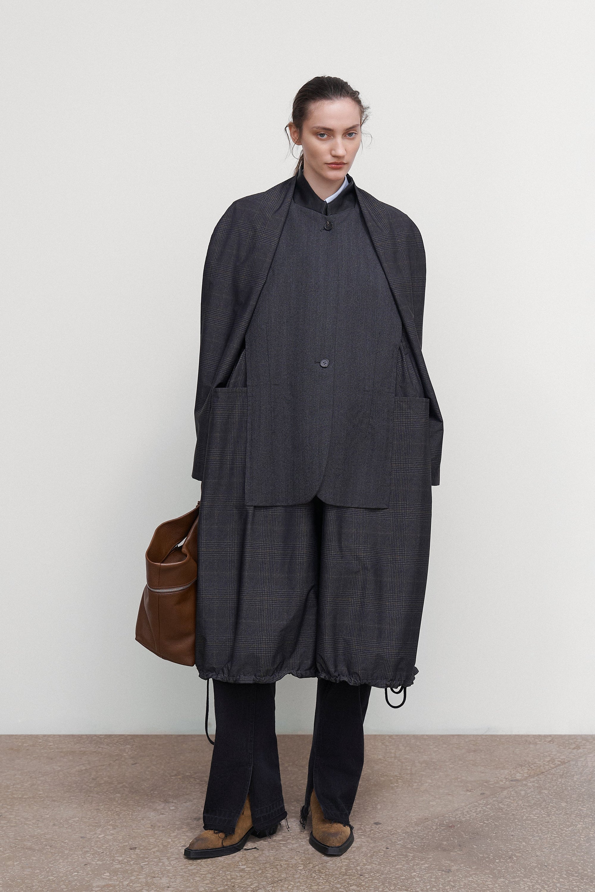 WOOL-BLEND PARKA WITH SUITING DETAIL