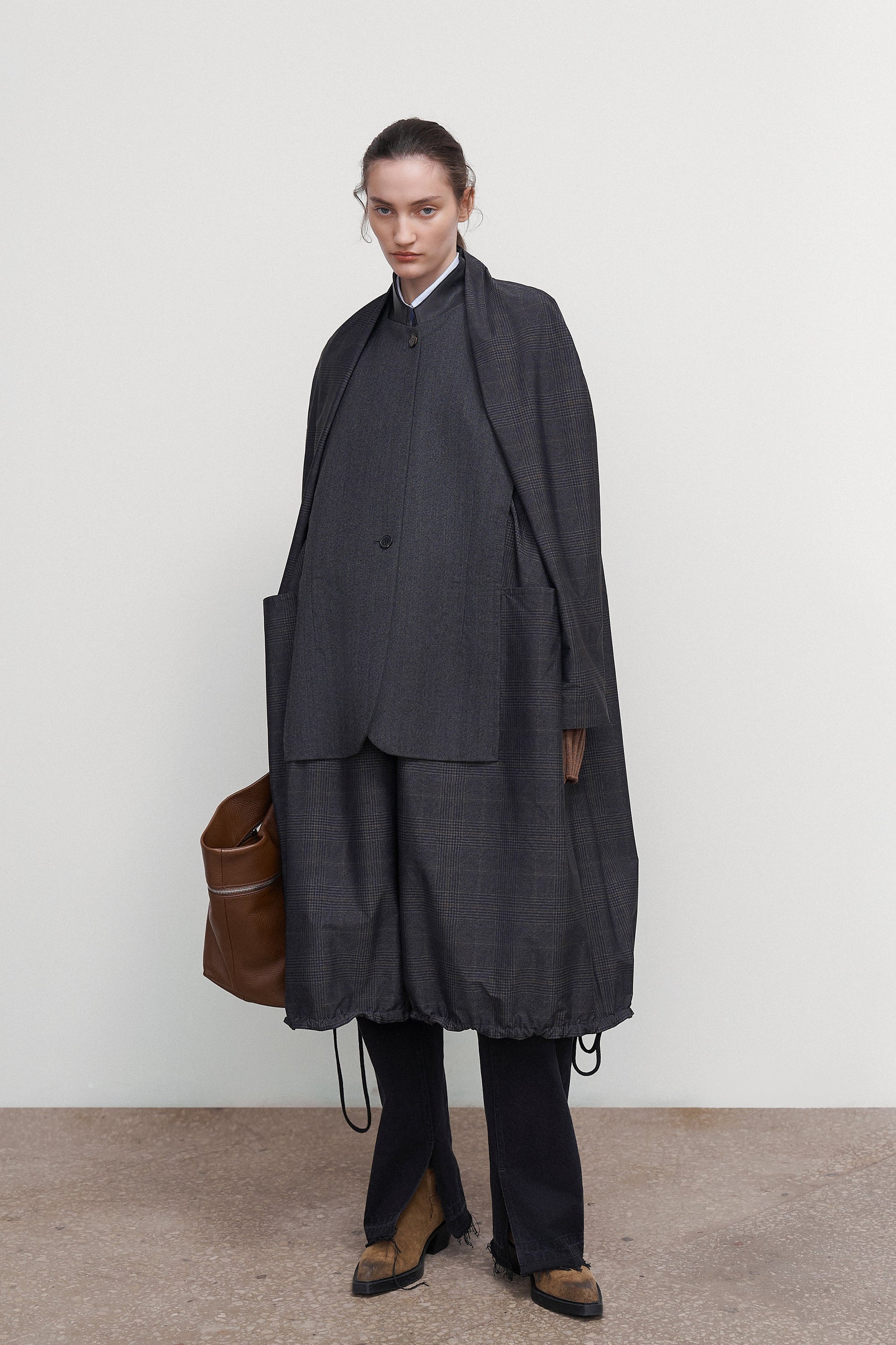 WOOL-BLEND PARKA WITH SUITING DETAIL