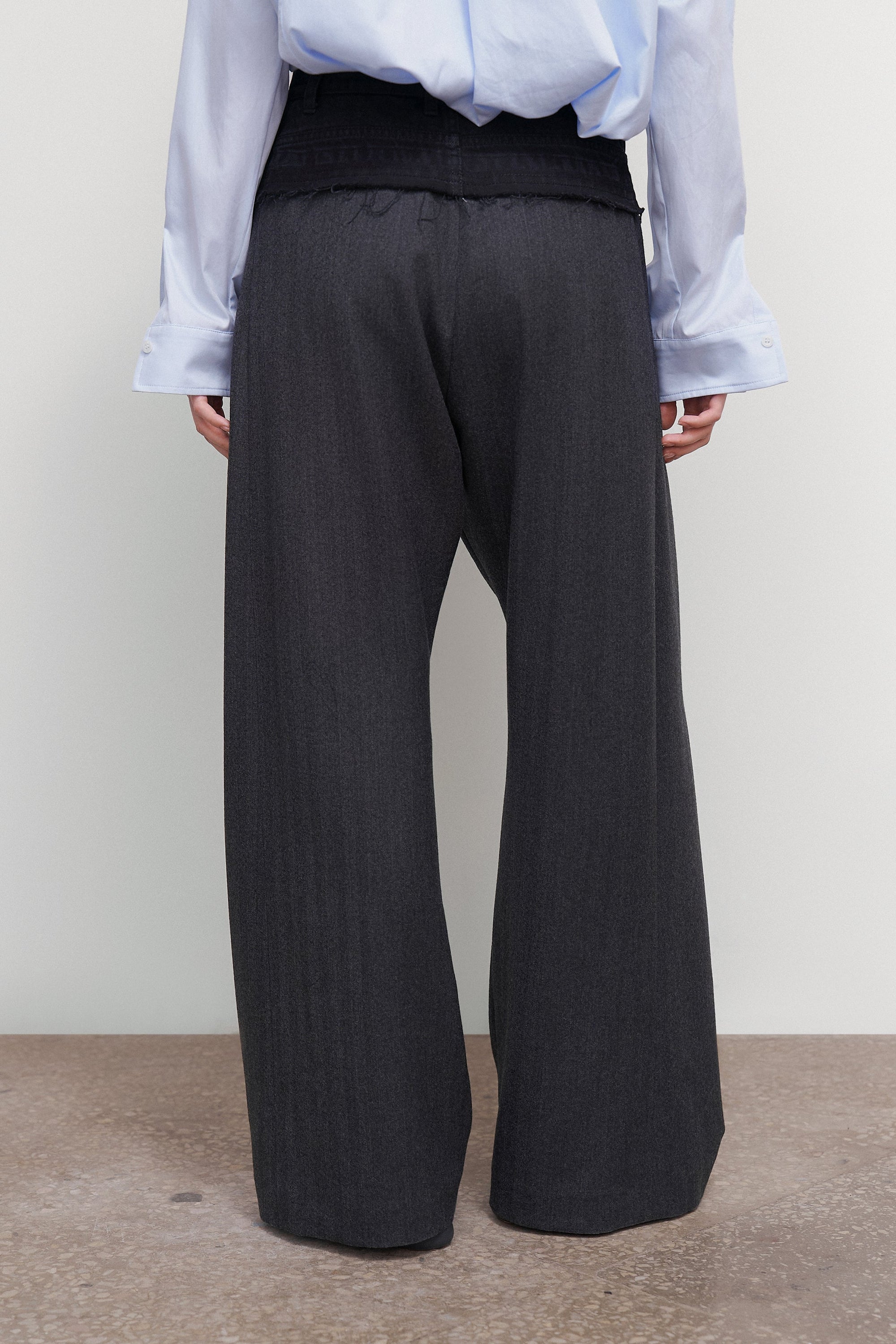 WIDE-LEG PANTS WITH DENIM PANEL