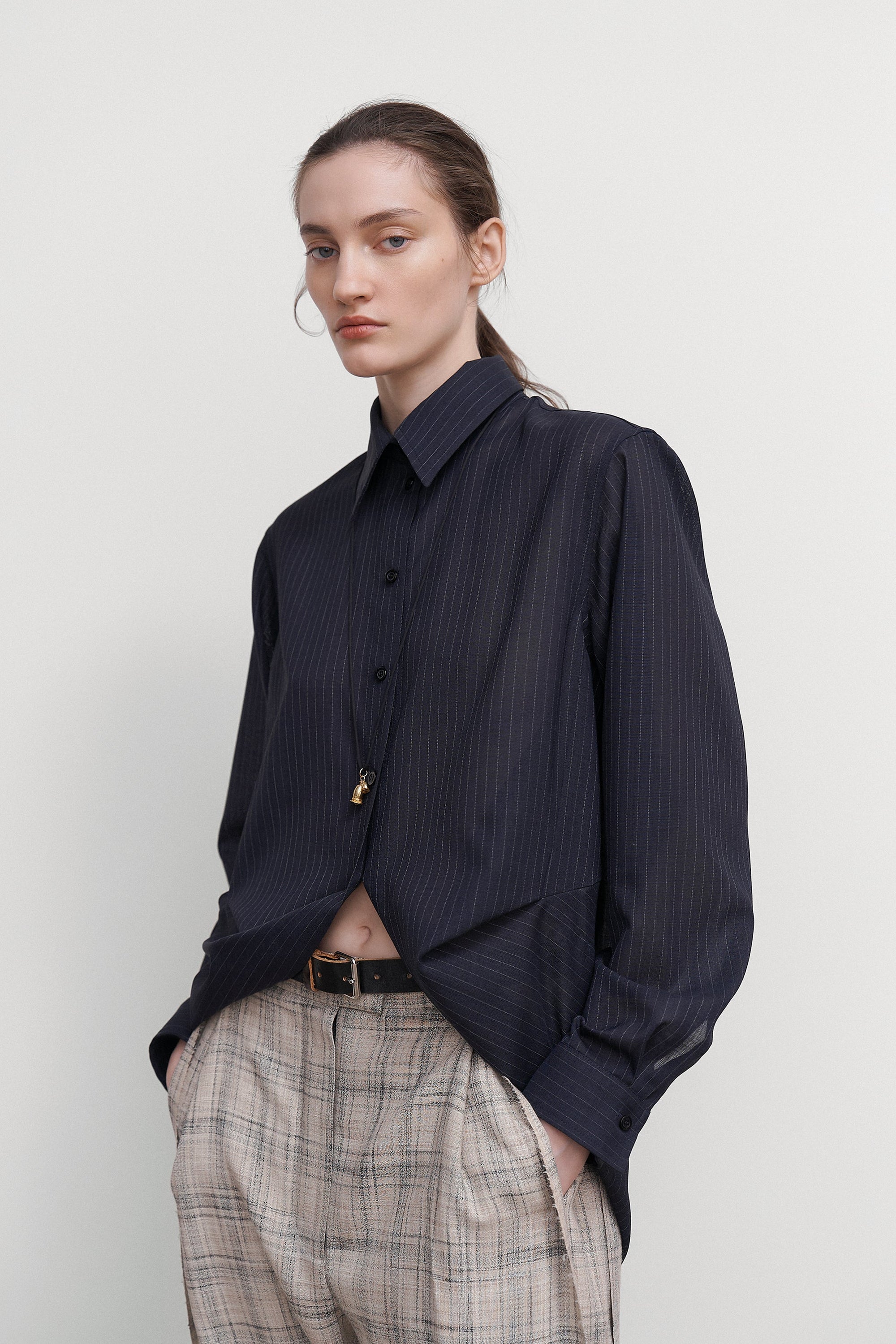 SHIRT WITH DRAPED HEM