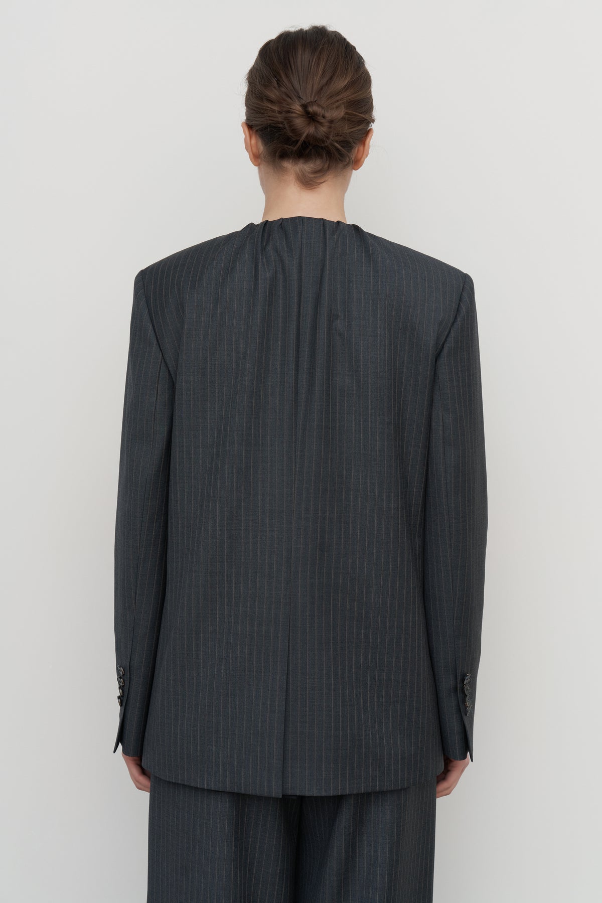 DRAPED-NECK TAILORED JACKET