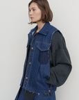 KNITTED-TRIMMED DENIM JACKET
