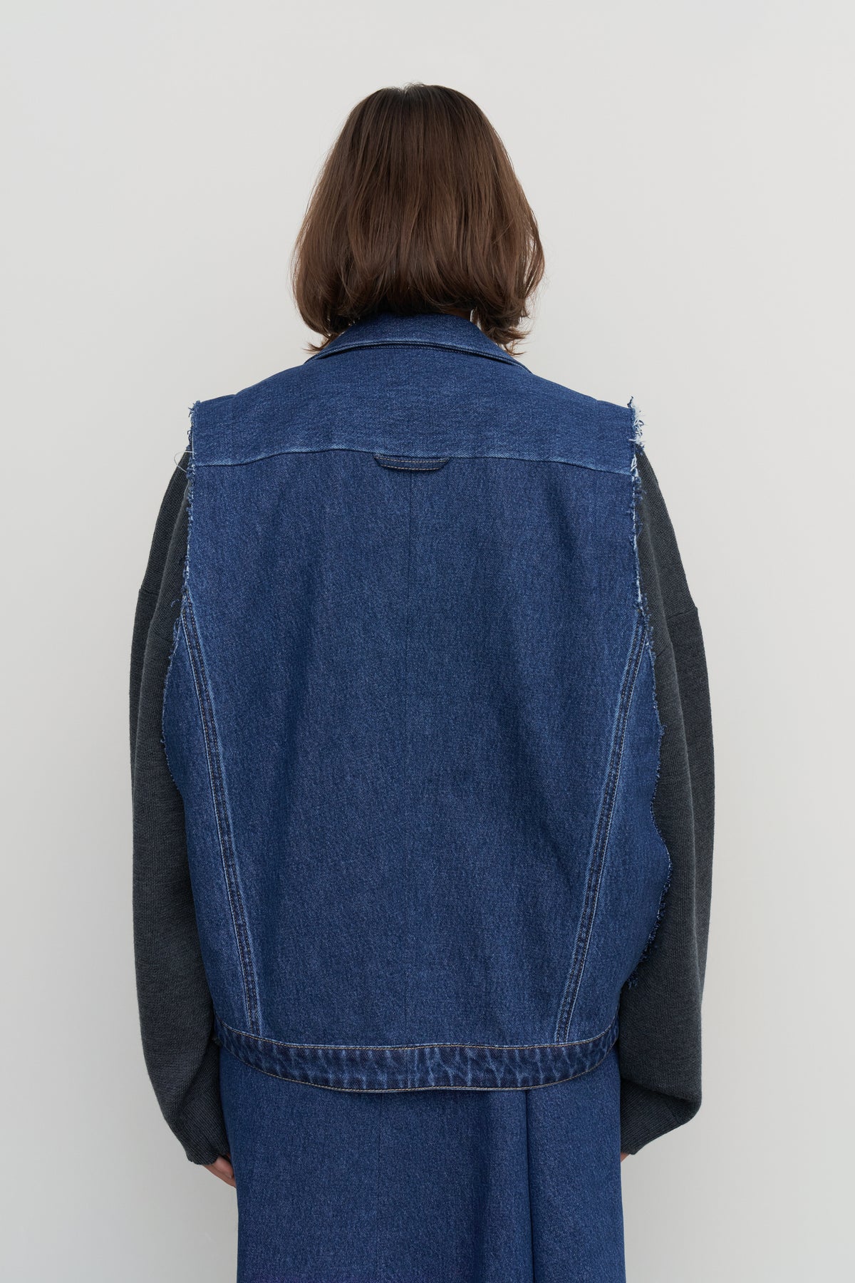 KNITTED-TRIMMED DENIM JACKET