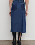 PLEAT-OVERLAY MIDI SKIRT