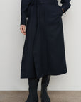 PLEAT-OVERLAY MIDI SKIRT