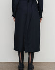 PLEAT-OVERLAY MIDI SKIRT