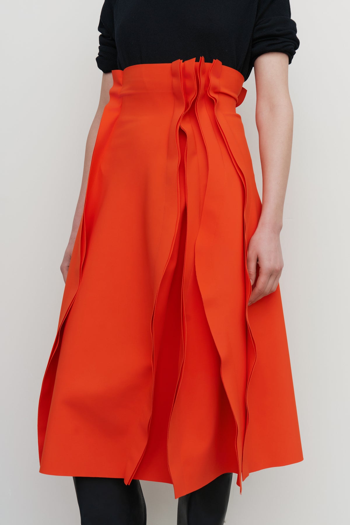 RUFFLED BIFLEX MIDI SKIRT