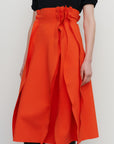 RUFFLED BIFLEX MIDI SKIRT