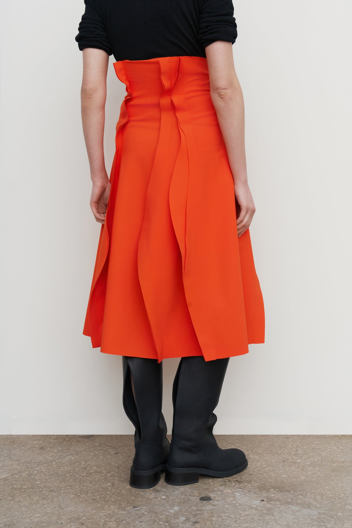 RUFFLED BIFLEX MIDI SKIRT