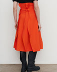 RUFFLED BIFLEX MIDI SKIRT