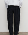 RUFFLE HIGH-RISE BIFLEX BARREL-LEG PANTS