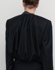 CROPPED DRAPED-NECK JACKET
